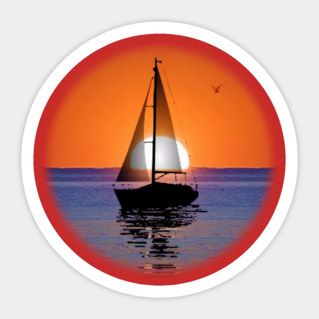 Sunset Sail Sticker by Manatee Max